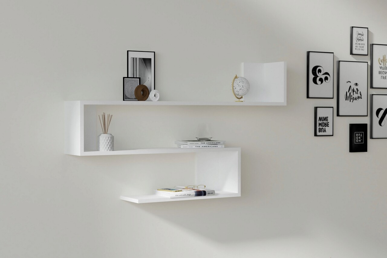 Raft de perete, Hanah Home, Penne, 120x71x20 cm, Alb - imagine 6